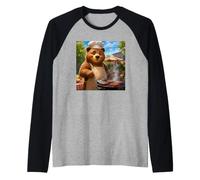 BBQ Bear Grill Master Funny Barbecue Chef Grilling Shirt Raglan Baseball Tee