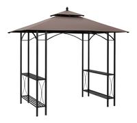 BBQ Canopy Gazebo Brown 2.5x1.5m Flame Resistant Polyester Metal Frame Outdoors