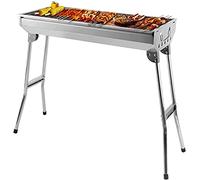 BBQ Charcoal Grill Portable Foldable Barbecue Grill Stainless Steel with Stand Indoor Outdoor