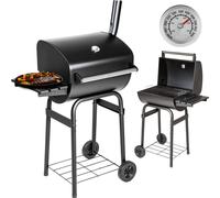 BBQ Charcoal Grill Trolley Smoker Barbecue Thermometer Powder Coated Metal
