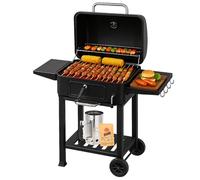 BBQ Charcoal Smoker Grill Outdoor: Barbecue and Smokers Large Barrel Oil Drum Grill with Charcoal Starter for Garden Backyard Cooking
