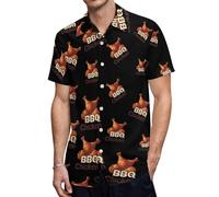 BBQ Chicken Men's Button Down Shirt Casual Short Sleeve Shirts Beach Summer Shirt with Pocket