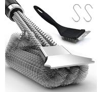 BBQ Cleaning Brush 2 Pack - 18" BBQ Brush with Scraper & Removable Handle, Stainless Steel 3-Branch BBQ Wire Brush for Gas/Charcoal/Electric/Smoker Grill Cleaning