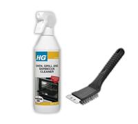 BBQ Cleaning Bundle with Stainless Steel BBQ Brush and Wire Brush Bundled with HG Oven, Grill & BBQ Cleaner Spray 500ml Oven Cleaner Heavy Duty Grill Cleaner BBQ Accessories