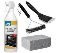 BBQ Cleaning Kit With HG Oven, Grill and Barbecue Cleaner 500ml, BBQ Cleaner Spray Heavy Duty, Amara Wire Brush With Scraper, Pumice Stone for Cleaning, and Coil Brush for Cooking Grates and Racks