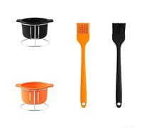 BBQ Condiment Caddy with Silicone Bowls - Multi-Function Spice Rack for Grill Table, Outdoor Cooking Organizer for Camper Essentials Picnic Gear Red 14x11x9cm(2)