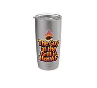 BBQ Cookout The Guy at the Grill is Hot as Fire Statement Stainless Steel Insulated Tumbler