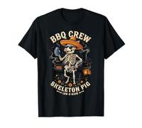 BBQ Crew Skeleton Pig Grilling Beer Sombrero Sunglasses 2 T-Shirt