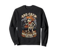 BBQ Crew Skeleton Pig Grilling Beer Sombrero Sunglasses 4 Sweatshirt