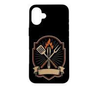 BBQ Crossed Tools Crest Retro Barbecue Ribs Gift Case for iPhone 16 Plus