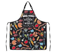 BBQ Daddy Apron Gift BBQ King and Number One Daddy In The World Waterproof Adjustable Kitchen Cooking (Daddy Apron)