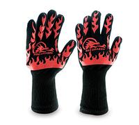 BBQ Dragon Extreme Heat Resistant Gloves - BBQ, Grilling, Oven Mitts - Red Silicone Non-Slip Grips - Aramid Fiber & Cotton Blend - 14" Length - Machine Washable