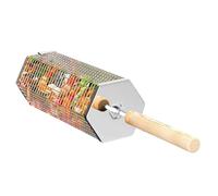 BBQ Fish Basket - Heavy Duty Stainless Steel Mesh BBQ Accessories with Wooden Handle Keeps Seafood and from Falling Through | Ideal for Camping Trips, Backyard BBQs, Rear-end Meetings