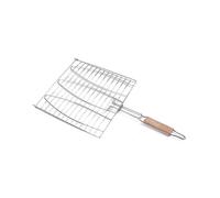 BBQ Fish Grill Net Barbecue Grilling Rack Non-Stick Basket Wood Handle Tool 1 Pcs