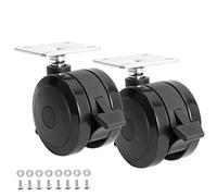 BBQ Future 69828 Locking Caster Set for Weber Spirit 200/300 Series Grills (Model Years 2013-Current), Locking Caster Wheel with Plate and Screws for Weber Grill Replacement Parts, 2 Pack, Black