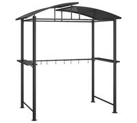 BBQ Gazebo with Side Shelves Anthracite 210x114x230cm Steel Shelter vidaXL
