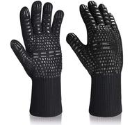 BBQ Gloves 1 Pair, Oven Mitts Extreme Heat Resistant, Heat Proof Grill Gloves, Non-Slip Silicone Barbecue Gloves for Cooking/BBQ/Baking, Waterproof Fireproof Oil Resistant
