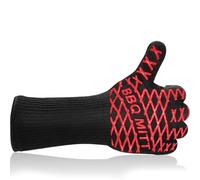 BBQ Gloves 1472°F Heat Resistant & Non-Slip, 15 Inch Extra Long Silicone Grilling Gloves for Men, Fireproof Oven Mitts for Smoker Grill, Barbecue, Frying - Indoor & Outdoor Cooking, Red