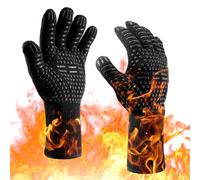 BBQ Gloves 2 Pack, Oven Mitts Extreme Heat Resistant, Heat Proof Grill Non-Slip Silicone Barbecue Gloves for Cooking/BBQ/Baking, Waterproof Fireproof Oil Resistant