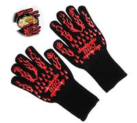 BBQ Gloves, 2PCS Oven Gloves Extreme Heat Resistant 500°C, Heat Proof Oven Mitts with Non Slip Silicone for Barbecue, Welding, Fireplace, Stove, BBQ Gloves for Men and Women(Black)