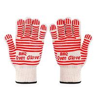 BBQ Gloves Extreme Heat Resistant, Revolutionary 932°F Extreme Heat Resistant EN407 Certified Heat Resistant Oven Gloves Hot Surface Handler Made for Grill, Cooking, Baking (Red(2 PCS))