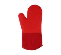 BBQ Gloves Heat Resistant Silicone Oven Mitts for Men Women - Non-Slip Grilling Kitchen Accessories with Cotton Liner 13.4 Inch Long Sleeve Red(Red single)