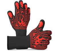BBQ Gloves, Oven Mitts Grilling Gloves - 1472℉ Extreme Heat Resistant Oven Gloves, Silicone Non-Slip Oven Gloves Long Kitchen Gloves for Barbecue, Cooking, Baking, Cutting
