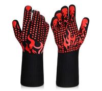 BBQ Gloves, Oven Mitts Grilling Gloves - 1472℉ Extreme Heat Resistant Oven Gloves, Silicone Non-Slip Oven Gloves Long Kitchen Gloves for Barbecue, Cooking, Baking, Welding