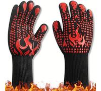 BBQ Gloves, Silicone Non-Slip Oven Gloves, 800 ℃/1472℉ Heat Resistant Grilling Gloves Long Kitchen Gloves for Barbecue, Cooking, Baking, Cutting