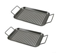 BBQ Griddle Pan Non-Stick Metal Grilling for surface 34.8x18.5cm for Hibachi Grill Tools and Teppanyaki Grill(2PC)