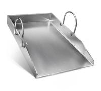 BBQ Griddle/Plancha Grill Plate - Thick Stainless Steel BBQ Griddle Plate with Removable Handles, 40 x 30 cm - for Gas & Charcoal Grills