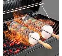 BBQ Grill Basket Birthday Gifts: 304 Stainless Steel Barbecue Tools Accessories For Outdoor Cooking Camping Present For Mens Dad Husband 2Pcs