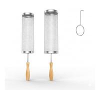 BBQ Grill Basket For Outdoor Grill: Rolling Vegetable Basket For Grilling Camping Birthday Gifts For Men Dad Husband 2Pcs