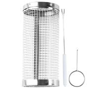 BBQ Grill Basket, Grill Vegetable Basket - Stainless Steel Cylinder Grill Basket - Cooking Grill Camp Stuff, Wire Mesh Roller Tube for