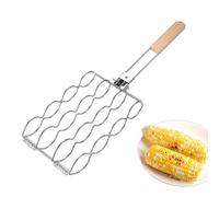 BBQ Grill Basket,Outdoor Grill Basket with Folding Handles | Sausage Rack, Multipurpose Corn Hanger for Chicken, Meat, Fish, Seafood, Steak