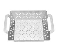 BBQ Grill Basket, Stainless Steel Grilling Basket, Thicken Cook Tool Net for Veggies & Meat, Use for Camping, Outdoor Cooking, Kitchen, Backyard Barbecue Enthusiasts