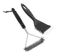 BBQ Grill Cleaning Brush, 2 PCS Stainless Steel Barbecue Bristles Cleaner Triangle Metal BBQ Grill Brush with Metal Scraper Grill Grate Cleaner Tool for All Grilling Tools