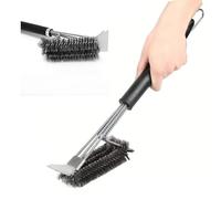 BBQ Grill Cleaning Brush & Sharp Scraper Metal Safe Stainless Steel Barbecue Grill Brush Easily Cleans Metal Grilling Wire Brush Porcelain Grates Without Damage (2)