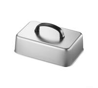 BBQ Grill Cloche 33cm Rectangular Steam Cooking Tool(22.2 * 14.6 * 6.6CM) | spun metal, reduces flare-ups, infuses smoky flavor, 28x22cm dimensions, dishwasher safe