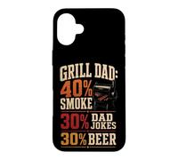 BBQ Grill Dad 40% Smoke 30% Dad Jokes 30% Beer Case for iPhone 16 Plus