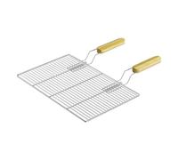 BBQ Grill Grate 54 x 34 cm rectangular with handles for gas & kettle grills | Stainless steel, polished, inner rods Ø 3 mm, spacing 1.2 cm, outer rods Ø 6 mm, for charcoal grills and grill fireplaces