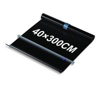 BBQ Grill Mat for Gas Grill, 40 x 300 cm, Grill Mats for Charcoal, Reusable, Oven Interlayer Cut to Any Size, Permanent Baking Film Roll, Black, Extra Thick with Cutting Strip