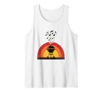 BBQ Grill Music Notes Smoke Retro Sunset Summer Cookout Part Tank Top