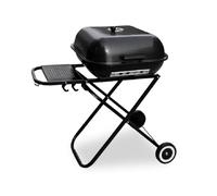 BBQ Grill Patio Portable Charcoal Folding Kettle BBQ Grill with 3 Adjustable Heights Garden Camping Caravan Outdoor Foldable Barbecue With Cooking Tools & Wheels Stand Square on wheels