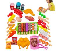 BBQ Grill Playset 35 Pcs Fake Food Accessories For Pretend Play Barbecue Interactive Toys For Kids Camping Toy Cooking Playset Grill Set With Play Foods Birthday Simulation Camping Cooking Interactiv