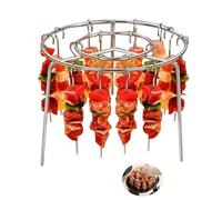 BBQ Grill Rack, 24pc Skewers Metal + 1 Round Stand, Ninja Electric BBQ Accessories, Compatible with Airfryer, Hot Air Fryer, Oven and Rice Cooker (24)