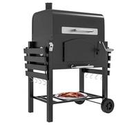 BBQ Grill, with 3 Storage Shelves,Thermometer, Adjustable Charcoal Pan and Chimney,Wheels BBQ Stand for Outside for Home Garden Cooking