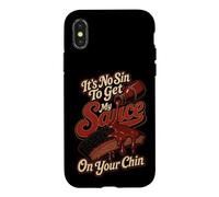 BBQ It's No Sin Sauce On Your Chin Funny Gift Case for iPhone X/XS