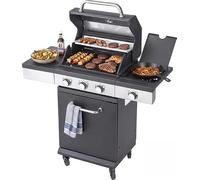 BBQ Kingdom 3+1 Burner Gas BBQ Grill - Matte Black Garden Barbecue | Outdoor Propane Grill with Side Burner, Side Table, Warming Rack, Storage Cabinet, Removable Grease Tray & Weather Cover