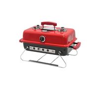 BBQ Kingdom Portable Charcoal BBQ Grill, Camping and Picnic Barbecue, Tabletop Design with Temperature Gauge, Foldable Legs, Handles, Air Vents, Red and Black
